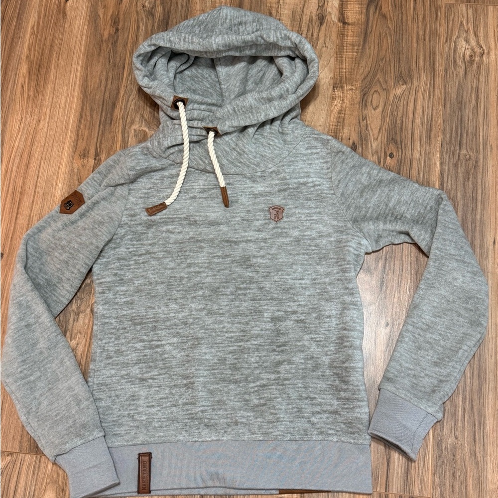 Naketano Light Gray Hoodie with Rope Drawstrings